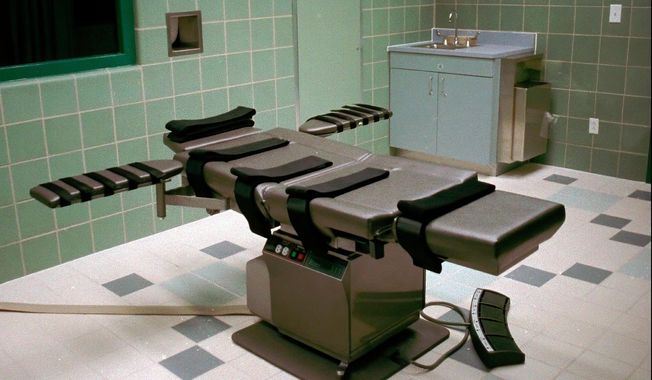 FILE - The interior of the U.S. Penitentiary execution room is seen March 22, 1995, in Terre Haute, Ind. (AP Photo/Chuck Robinson, File)