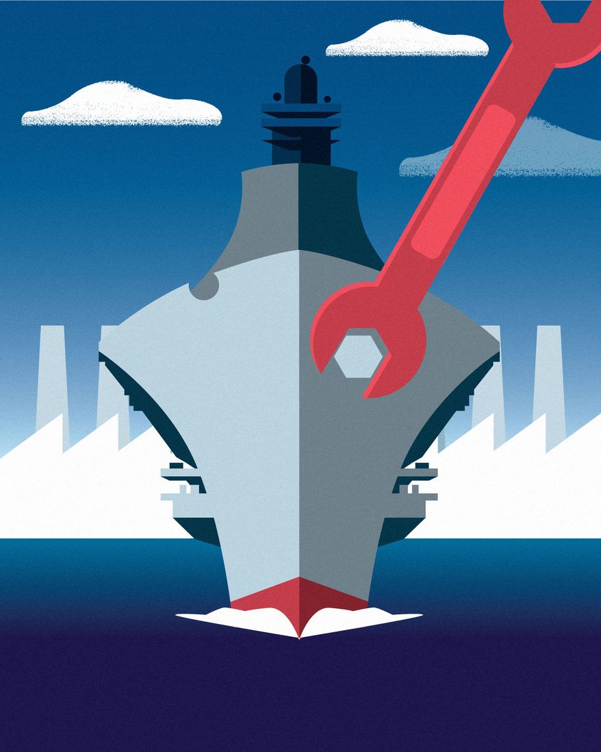 Building ships for the U.S. Navy illustration by Linas Garsys / The Washington Times
