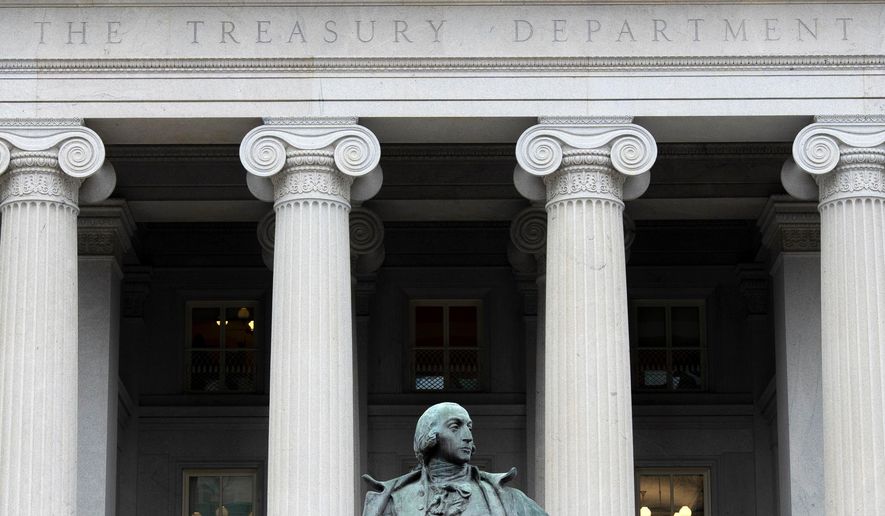 The Treasury Department building is shown in Washington on March 13, 2025. (AP Photo/Alex Brandon) **FILE**