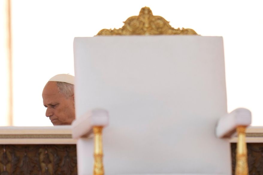 Pope Leo XIV arrives for a Mass for the participants in the jubilee of ordained people in St. Peter's Square, at the Vatican, Thursday, Oct. 9, 2025. (AP Photo/Gregorio Borgia)