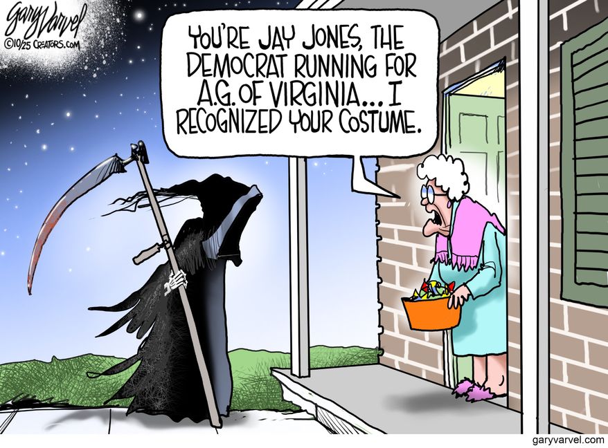 I recognized your costume. (Illustration by Gary Varvel for Creators Syndicate)
