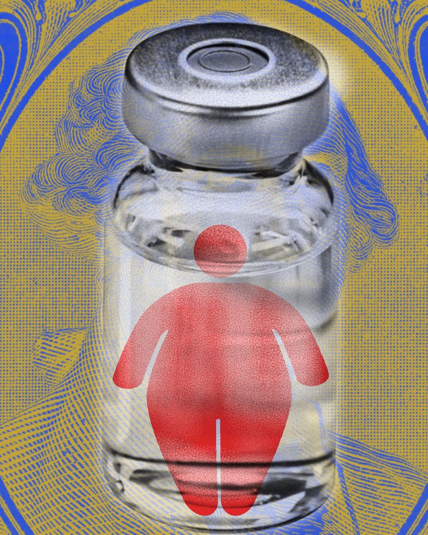 Cost of GLP-1 prescription drugs for weight loss illustration by Linas Garsys / The Washington Times