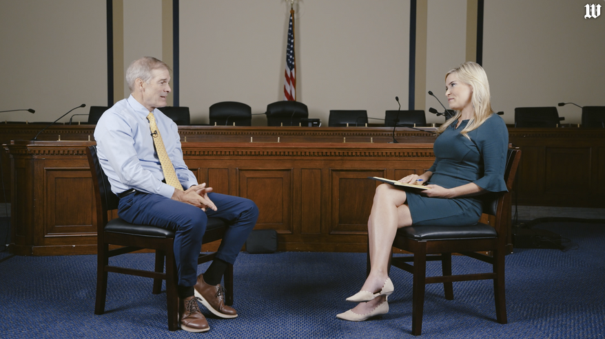 Welcome to the Washington Times interview with House Judiciary Committee Chairman Jim Jordan, the man who oversees House impeachment proceedings and has been at the forefront of questions over government censorship and immigration policy.
