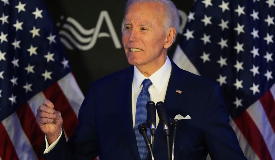 Former U.S. President Joe Biden speaks at Advocates, Counselors, and Representatives for the Disabled conference in Chicago, Tuesday, April 15, 2025. (AP Photo/Nam Y. Huh, File)