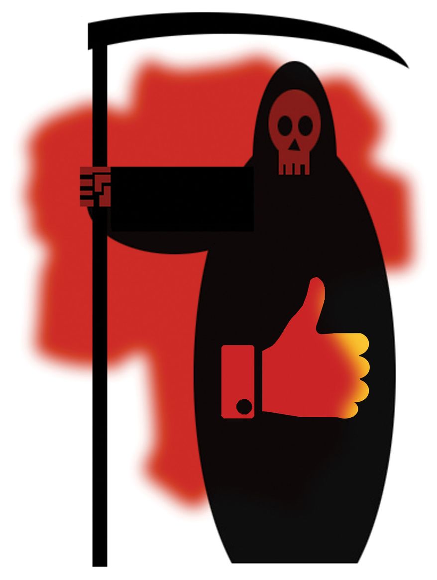 Right to murder in the United States of America illustration by Alexander Hunter/The Washington Times