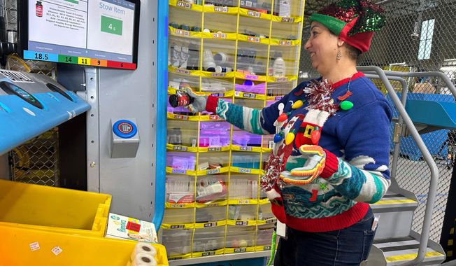 FILE - An Amazon same-day delivery fulfillment shipping center is in Woodland Park, New Jersey, on Monday, Dec. 18, 2023. (AP Photo/Ted Shaffrey, File)