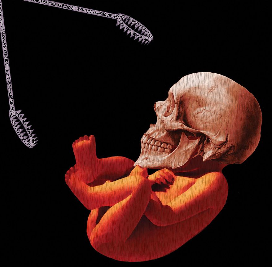 Abortion illustration by Alexander Hunter/The Washington Times