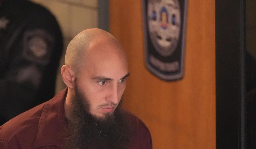 Cody Balmer, accused of setting a fire at Pennsylvania Gov. Josh Shapiro's official residence, leaves Dauphin County Courthouse on Tuesday, Oct. 14, 2025 in Harrisburg, Pa. (AP Photo/Matt Slocum)