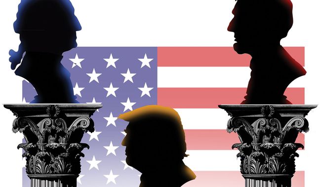 President Donald J. Trump's legacy compared to other U.S. presidents illustration by Alexander Hunter/The Washington Times