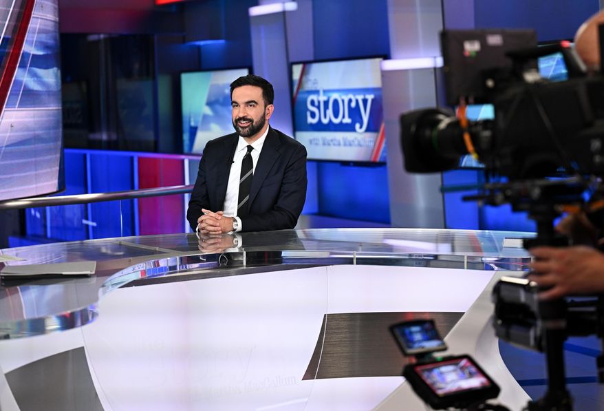 New York City Democratic mayoral candidate Zohran Mamdani speaks during an interview on "The Story with Martha MacCallum" at Fox News on Wednesday, Oct. 15, 2025, in New York. (Photo by Evan Agostini/Invision/AP)