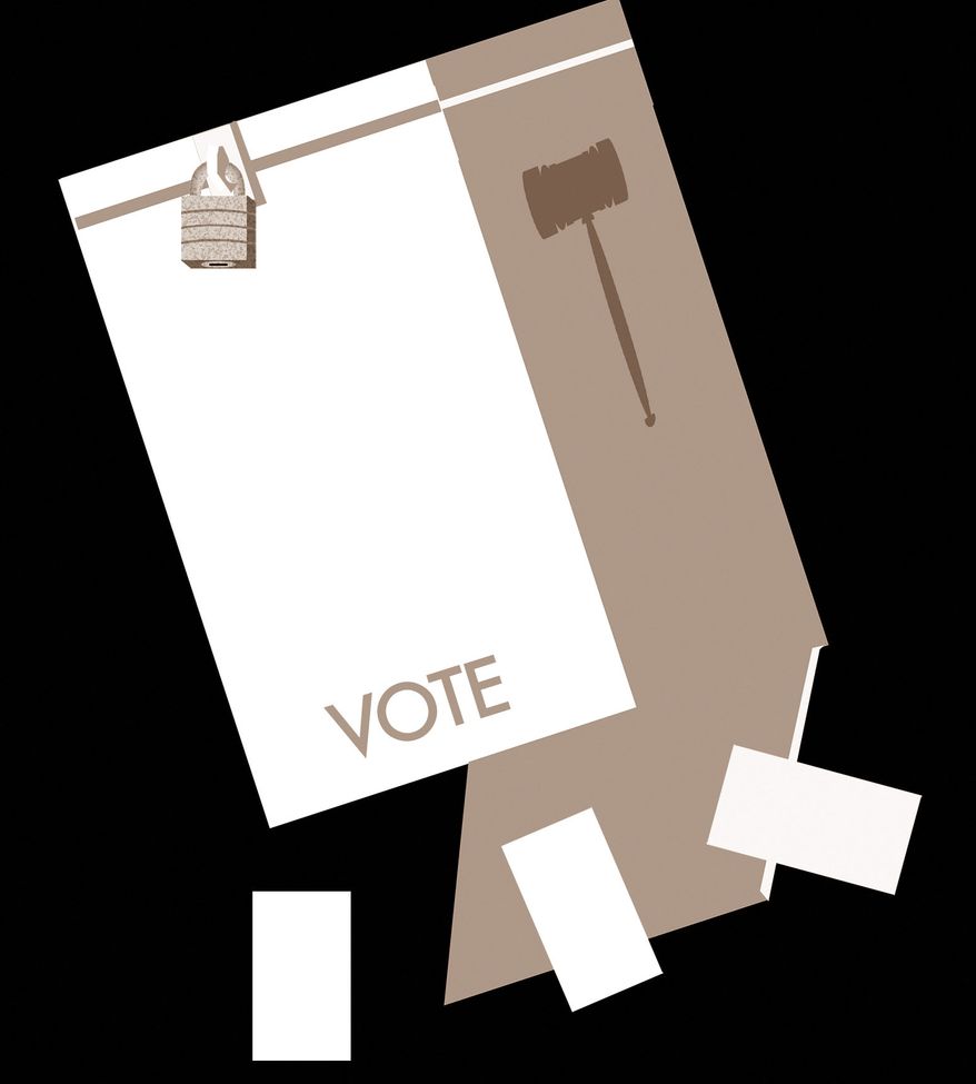 Illegal vote counting after election day illustration by Alexander Hunter/The Washington Times