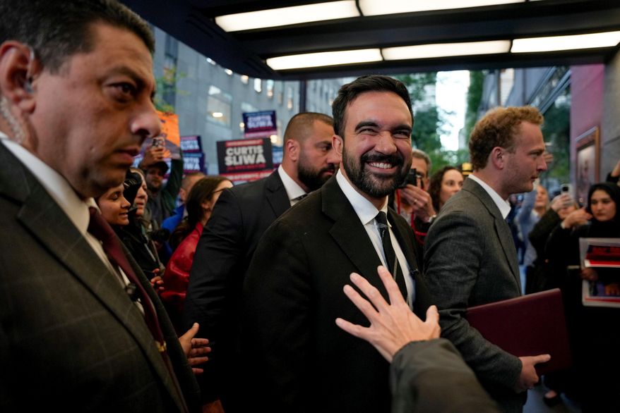 Democratic candidate Zohran Mamdani arrives to participate in a mayoral debate, Thursday, Oct. 16, 2025, in New York. (AP Photo/Angelina Katsanis)