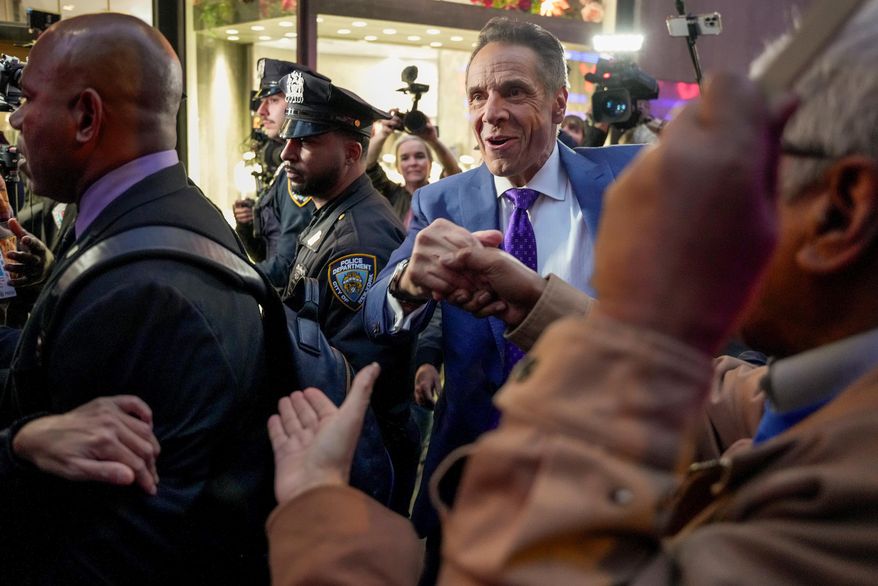 Independent candidate former New York Gov. Andrew Cuomo arrives to participate in a mayoral debate, Thursday, Oct. 16, 2025, in New York. (AP Photo/Angelina Katsanis)