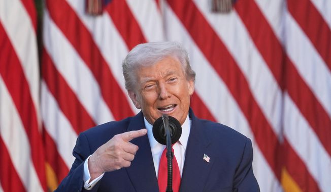 FILE - President Donald Trump speaks before posthumously awarding the Presidential Medal of Freedom to Charlie Kirk in the Rose Garden of the White House, Oct. 14, 2025, in Washington. (AP Photo/Alex Brandon, File)
