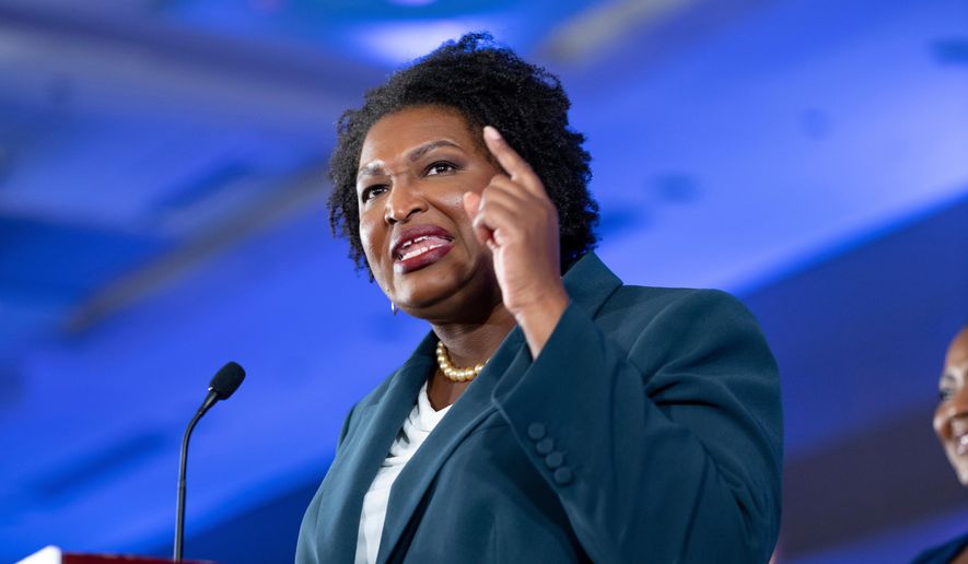 Stacey Abrams, Democratic candidate for Georgia governor, gives a concession speech in Atlanta on Nov. 8, 2022. (AP Photo/Ben Gray, File)