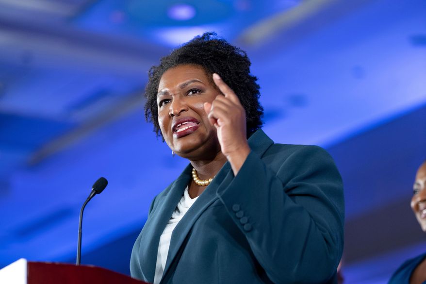 Stacey Abrams, Democratic candidate for Georgia governor, gives a concession speech in Atlanta on Nov. 8, 2022. (AP Photo/Ben Gray, File)