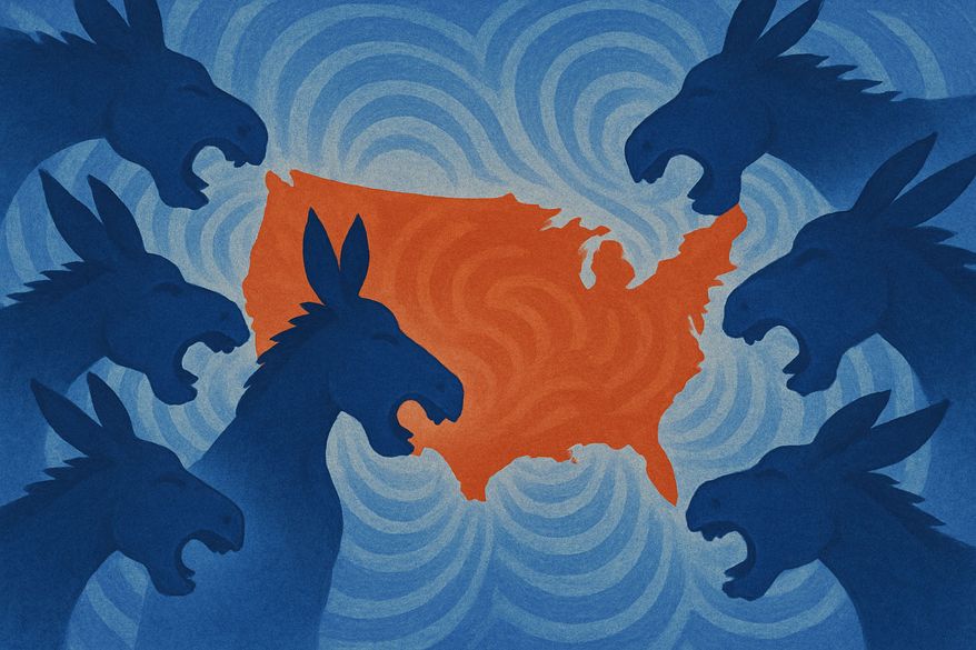 Democrats driven by rage Illustration generated by ChatGPT for The Washington Times