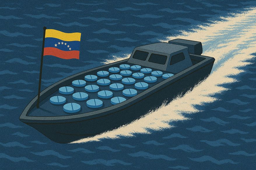 Illegal drugs from South America going to the United States of America illustration generated by ChatGPT for The Washington Times