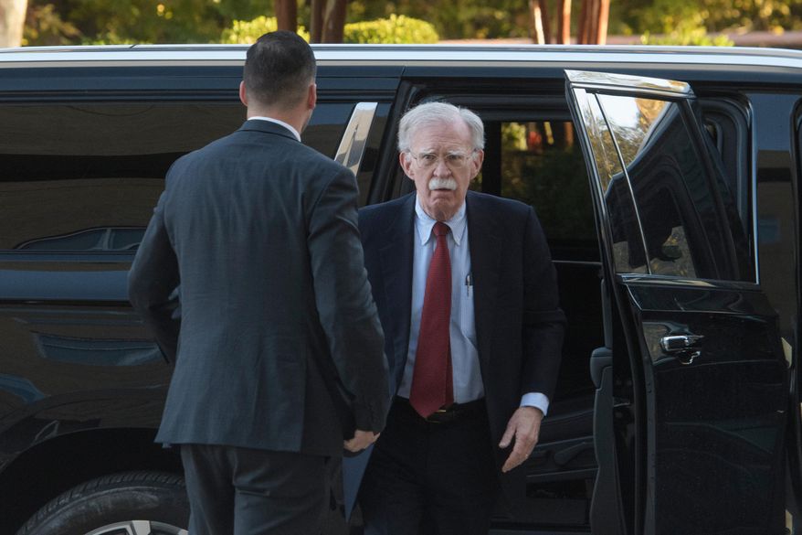 Former Trump administration national security adviser John Bolton, arrives for his arraignment at the Greenbelt Federal Courthouse in Greenbelt, Md., Friday, Oct. 17, 2025. (AP Photo/Rod Lamkey, Jr.)