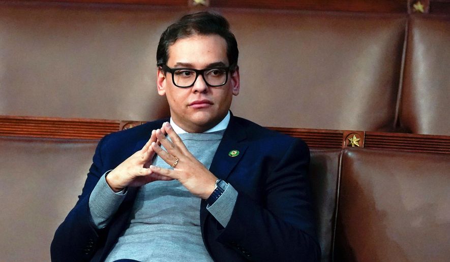 Rep. George Santos, R-N.Y., waits for the start of a session in the House chamber in Washington, Jan. 6, 2023. (AP Photo/Alex Brandon, File)