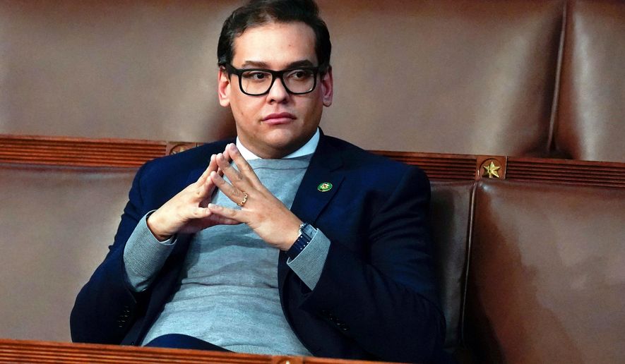 FILE - Rep. George Santos, R-N.Y., waits for the start of a session in the House chamber in Washington, Jan. 6, 2023. (AP Photo/Alex Brandon, File)