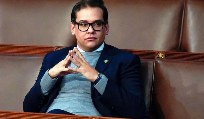 FILE - Rep. George Santos, R-N.Y., waits for the start of a session in the House chamber in Washington, Jan. 6, 2023. (AP Photo/Alex Brandon, File)