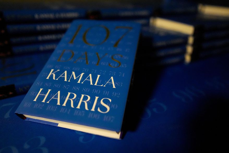 Books written by former Vice President Kamala Harris are displayed, Friday, Oct. 17, 2025, in Birminham, Ala. (AP Photo/Mike Stewart)