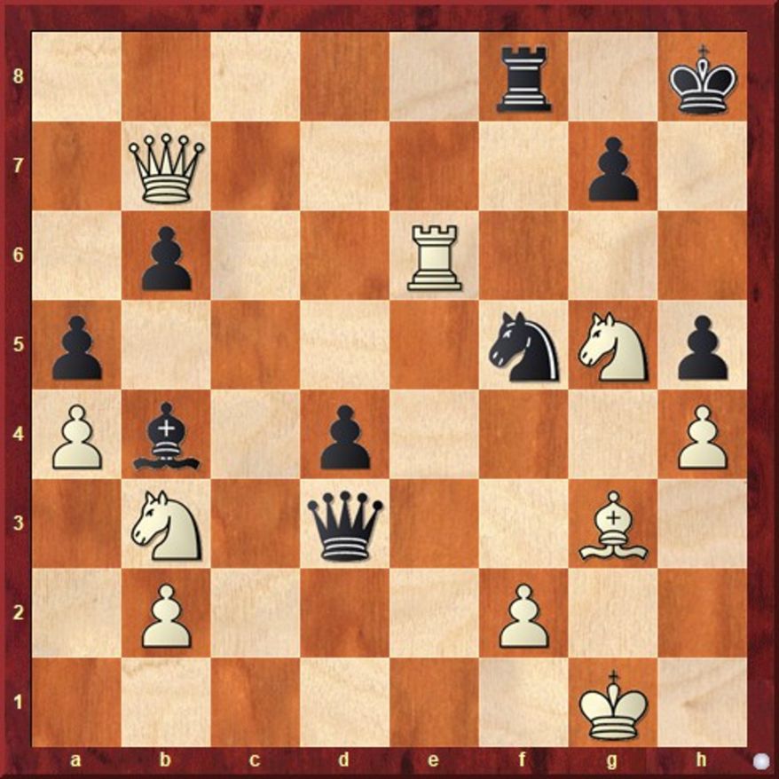 Caruana-So after 34...Ne7-f5.