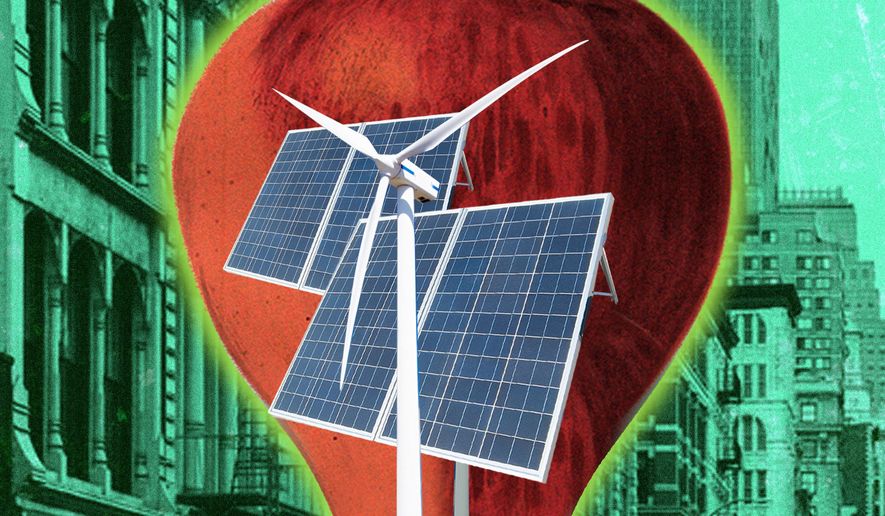 Green energy climate policies in New YOrk City illustration by Linas Garsys / The Washington Times