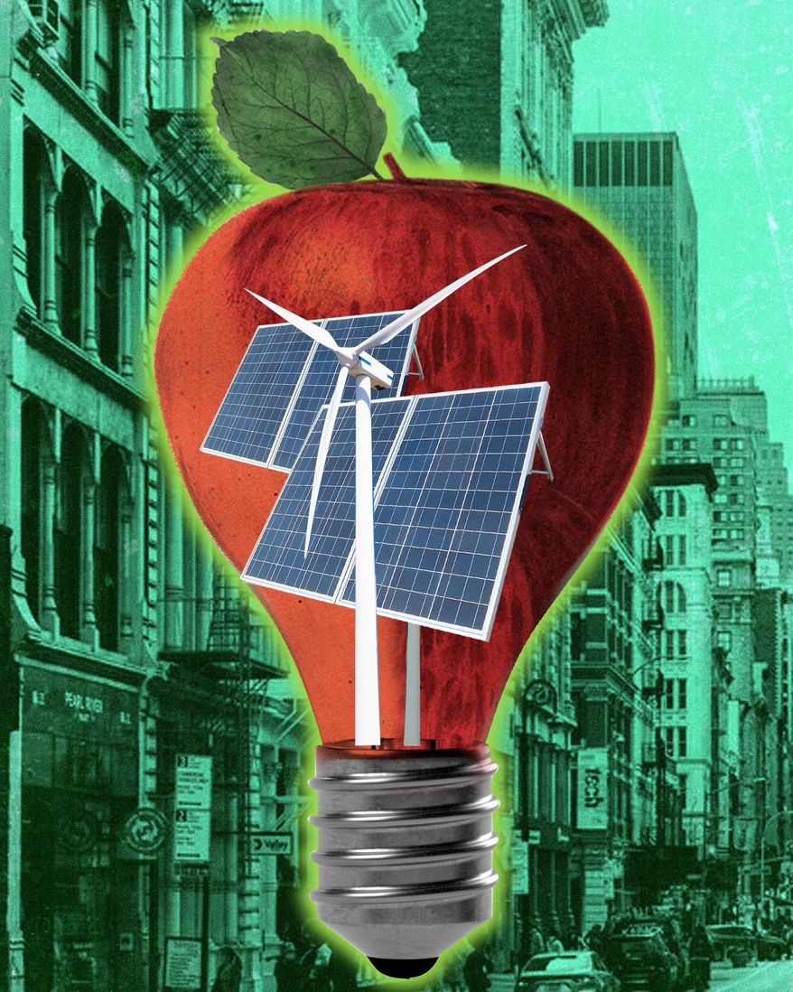 Green energy climate policies in New YOrk City illustration by Linas Garsys / The Washington Times