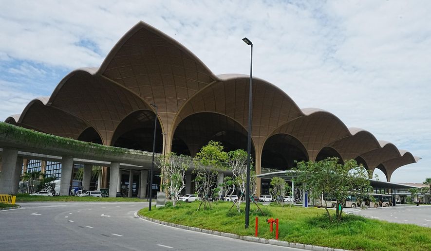 An overview from beside of a new airport of Techo International Airportt in Kandal province, Cambodia, Monday, Oct. 20, 2025. (AP Photo/Heng Sinith)