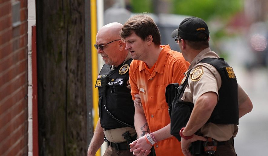 FILE - Sexual assault suspect Ian Cleary departs from the Adams County Court House in Gettysburg, Pa., May 29, 2025. (AP Photo/Matt Rourke, file)