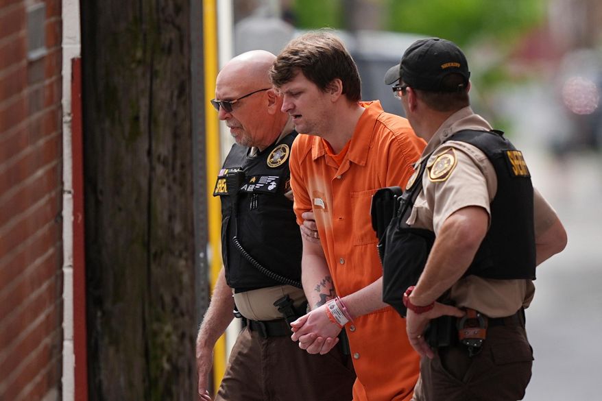 FILE - Sexual assault suspect Ian Cleary departs from the Adams County Court House in Gettysburg, Pa., May 29, 2025. (AP Photo/Matt Rourke, file)