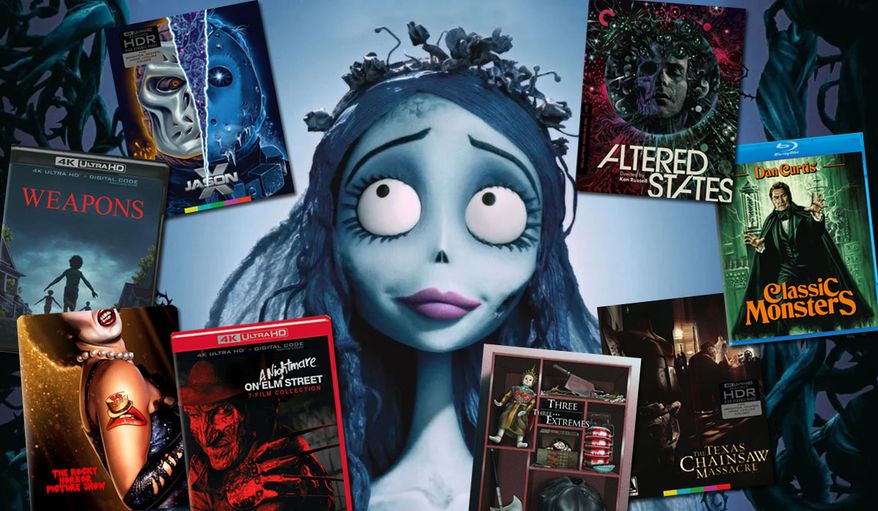 The Corpse Bride examines movie picks for the Halloween season that include "Jason X: Limited Edition," "Weapons," "The Rocky Horror Picture Show: 50th Anniversary SteelBook Edition," "A Nightmare on Elm Street Collection," "Altered States," "Dan Curtis' Classic Monsters," "The Texas Chainsaw Massacre: Limited Edition" and "Three / Three ... Extremes: Limited Edition."