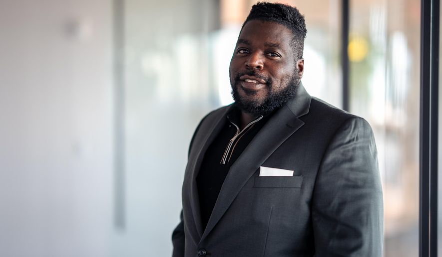 Robert Vaughn, Chief Innovation Officer of NPower, poses for a portrait at an alumni event at World Wide Technology, Monday, Oct. 20, 2025, in New York. (AP Photo/Angelina Katsanis)