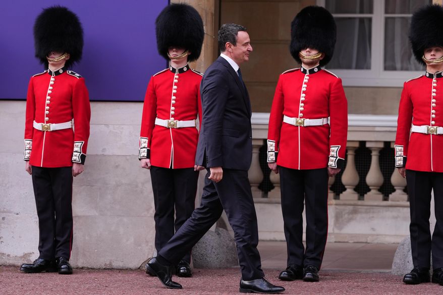 Kosovo's Prime Minister Albin Kurti arrives for a meeting of leaders of six Western Balkan nations with British and European officials at a Western Balkans Summit in London, Wednesday, Oct. 22, 2025.(AP Photo/Kirsty Wigglesworth, Pool)