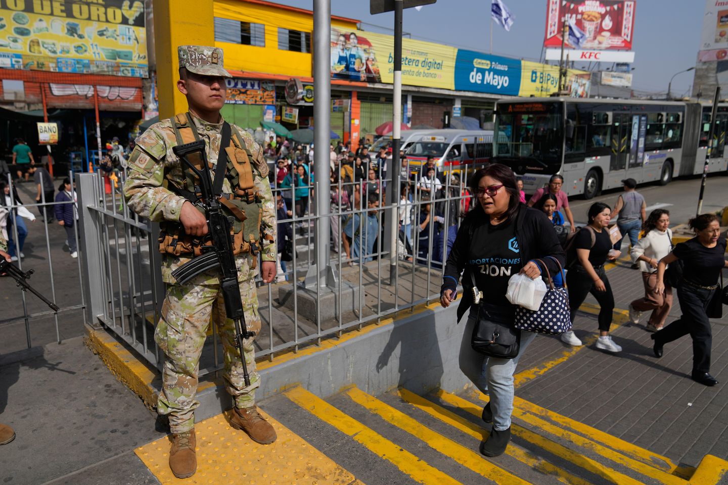 Military and police patrol streets of Peru's capital as state of emergency begins