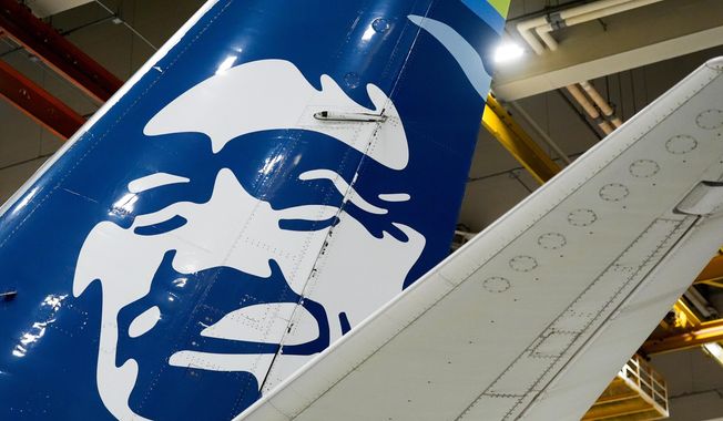 An Alaska Airlines aircraft sits in the airline's hangar at Seattle-Tacoma International Airport, Jan. 10, 2024, in SeaTac, Wash. (AP Photo/Lindsey Wasson, File)