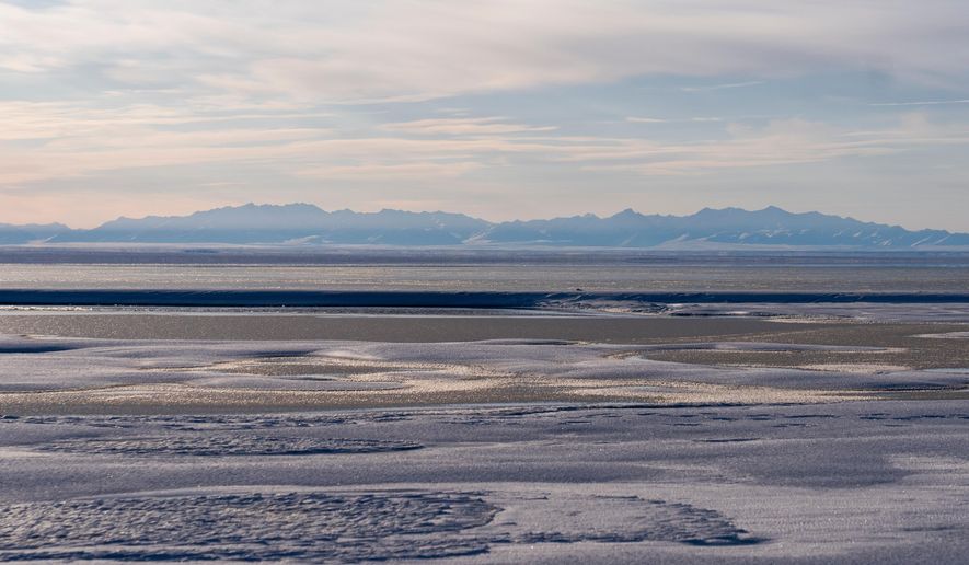 FILE - The Kaktovik Lagoon and the Brooks Range mountains of the Arctic National Wildlife Refuge are seen in Kaktovik, Alaska, Oct. 15, 2024. (AP Photo/Lindsey Wasson, File)