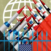 Nuclear weapons around the world and Russian nukes illustration by Linas Garsys / The Washington Times