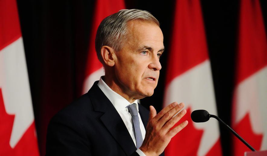 Canada Prime Minister Mark Carney makes a live address on Canada's plan to build a stronger economy in advance of the 2025 Budget, at the University of Ottawa in Ottawa on Wednesday, Oct. 22, 2025. (Sean Kilpatrick/The Canadian Press via AP)