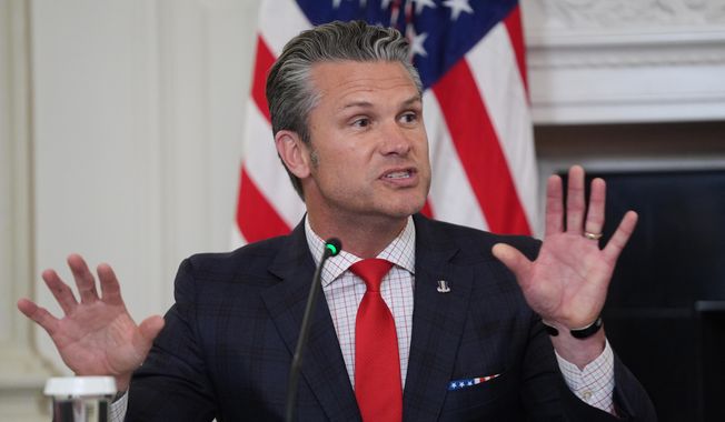 Defense Secretary Pete Hegseth speaks during a roundtable on criminal cartels with President Donald Trump in the State Dining Room of the White House, Thursday, Oct. 23, 2025, in Washington. (AP Photo/Evan Vucci)