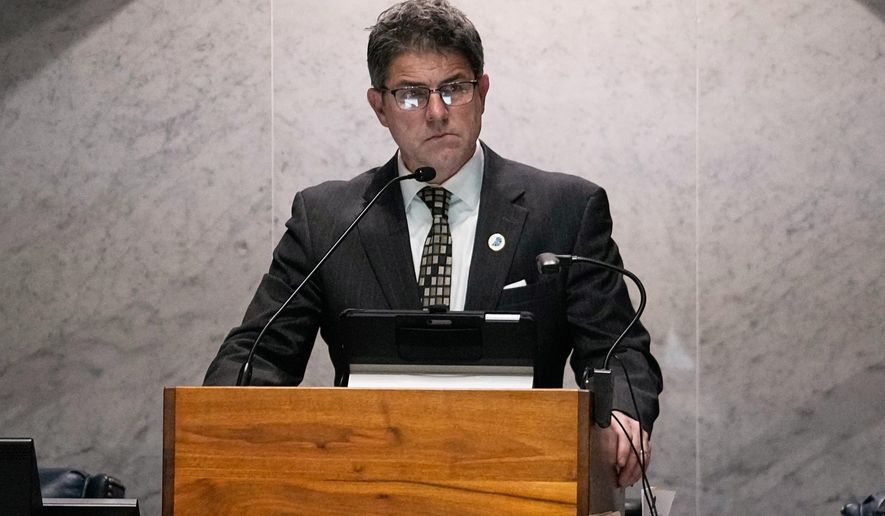 Senate President Pro Tem Rodric Bray, R-Martinsville, speaks in the senate chamber at the Statehouse in Indianapolis, Feb. 1, 2024. (AP Photo/Darron Cummings, File)