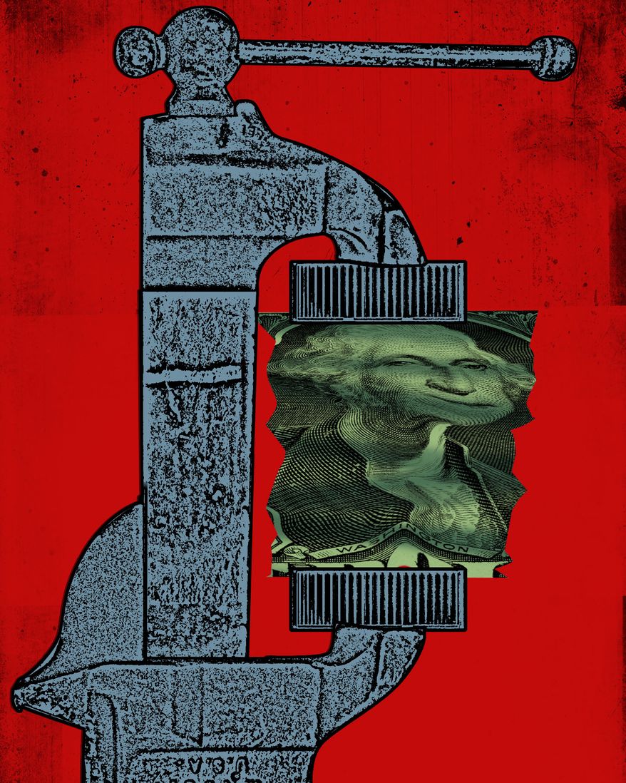 Tariffs and effects on the United States of America's economy illustration by Linas Garsys / The Washington Times