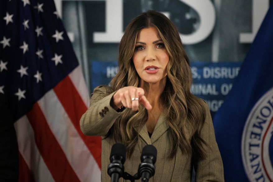 Homeland Security Secretary Kristi Noem speaks during a press conference Friday, Oct. 24, 2025, in Minneapolis. (Kerem Yücel//Minnesota Public Radio via AP)