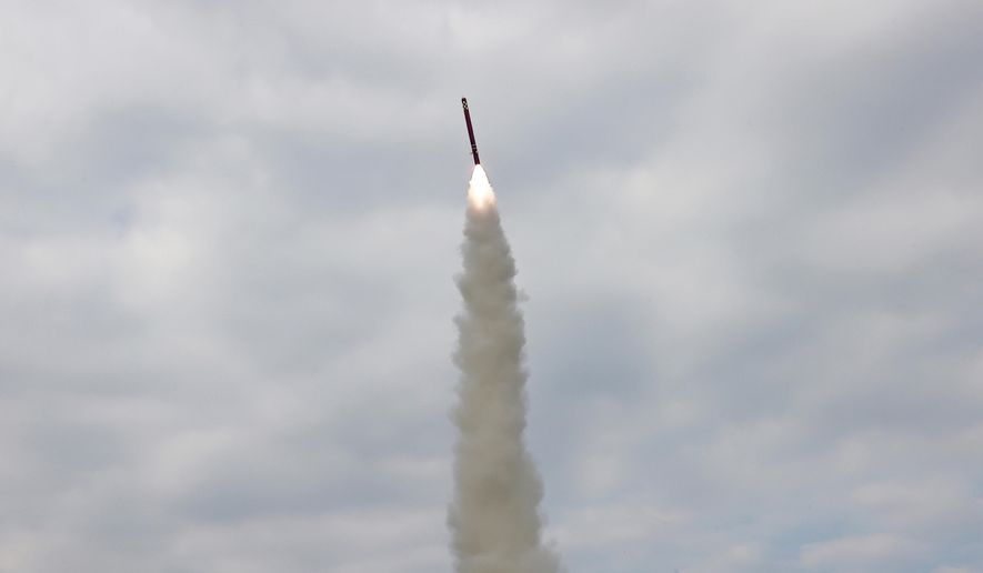 This photo provided by North Korean government shows what it says a test of a sea-to-surface cruise missile at an undisclosed place in North Korea, Tuesday, Oct. 28, 2025. Independent journalists were not given access to cover the event depicted in this image distributed by the North Korean government. The content of this image is as provided and cannot be independently verified. Korean language watermark on image as provided by source reads: "KCNA" which is the abbreviation for Korean Central News Agency. (Korean Central News Agency/Korea News Service via AP)