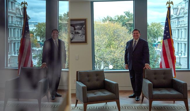 Stewart McLaurin, president of the White House Historical Association, poses for a portrait after speaking about the history of the East Wing of the White House, construction of a new ballroom, and President John Adams moving into the White House, during an interview with The Associated Press, Tuesday, Oct. 28, 2025, in Washington. (AP Photo/Jacquelyn Martin)