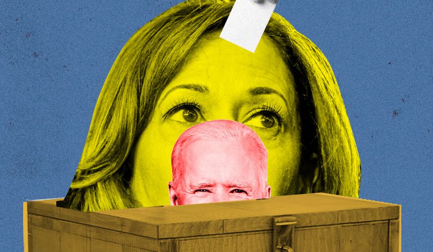 Presidential candidates Joseph Biden and Kamala Harris illustration by Linas Garsys / The Washington Times