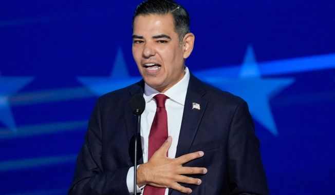 Rep. Robert Garcia, D-Calif., speaks during the Democratic National Convention Aug. 19, 2024, in Chicago. (AP Photo/J. Scott Applewhite, File)