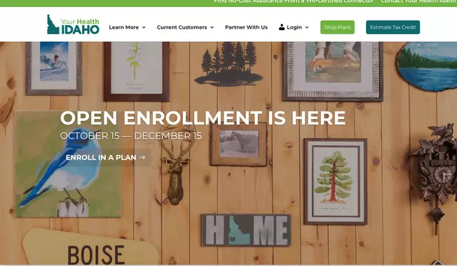 Idaho's health exchange opened earlier this month. Other states begin open enrollment on Saturday. (Screenshot of www.yourhealthidaho.org/)